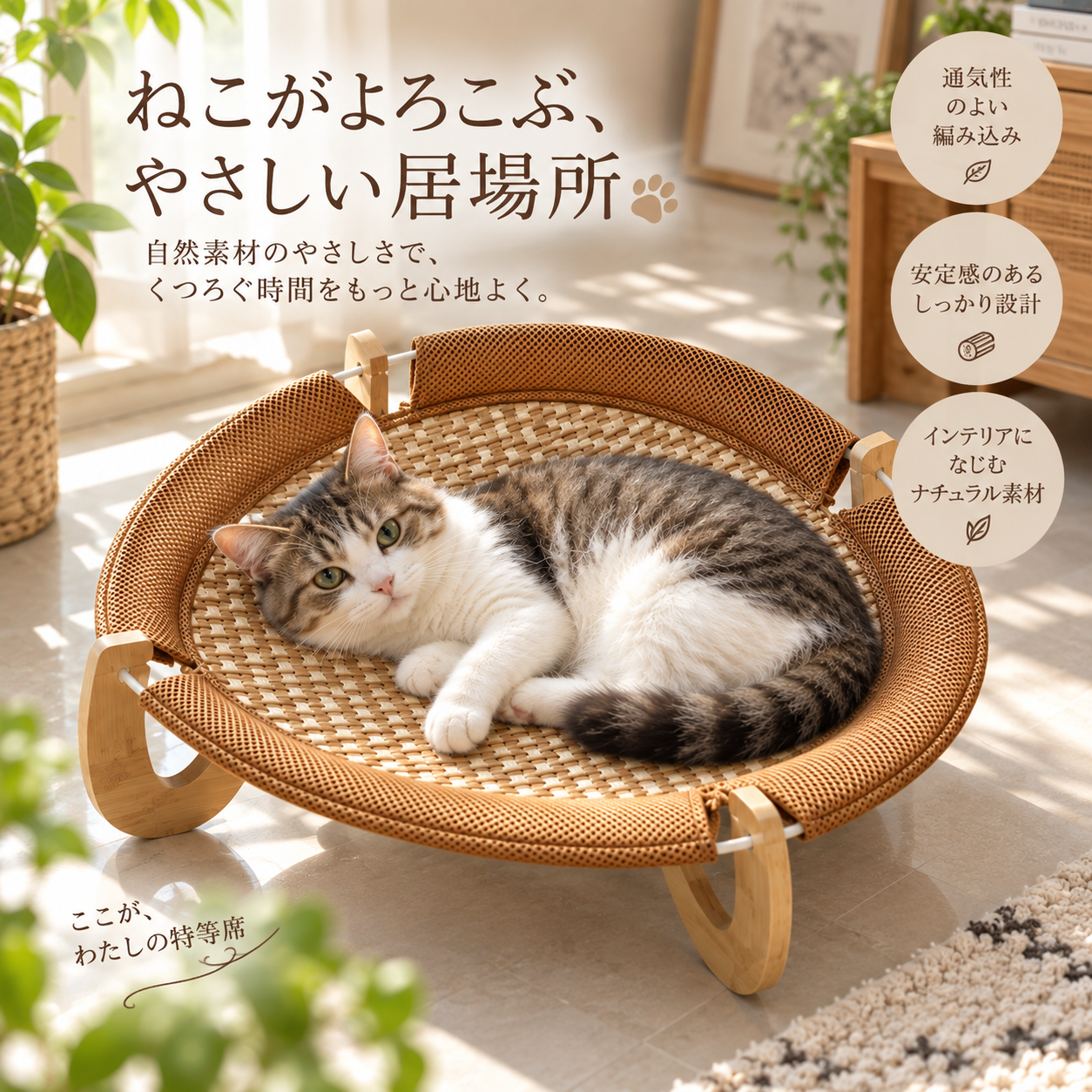 メイン画像:0枚目:満足度99％ ペット犬 行軍ハンモック ペット用品 涼席 木製ソファー 取り外し可能マット