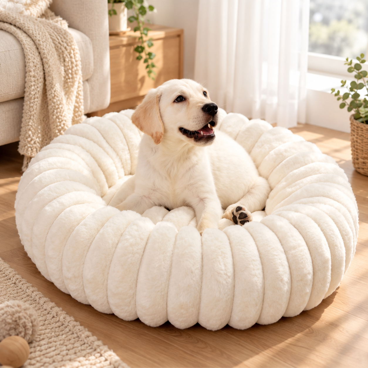 メイン画像:1枚目:犬ベッド 立体リブデザイン ふんわりクッションベッド