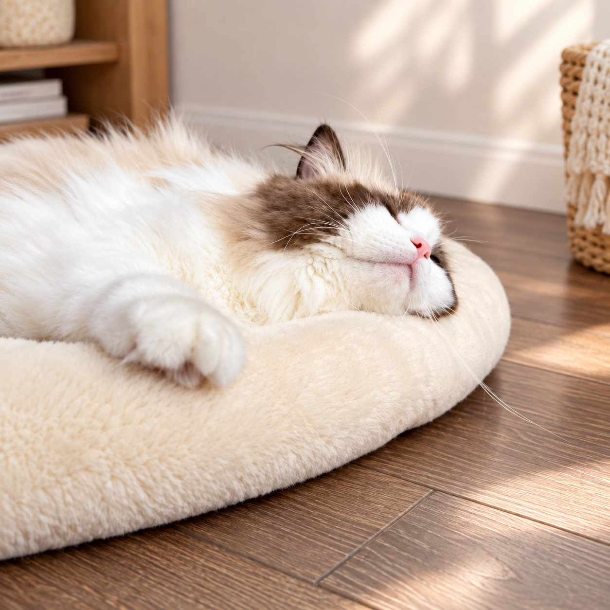 メイン画像:2枚目:ふわふわ猫ベッド 弾力クッション 丸洗い可能 厚手設計 ペットベッド