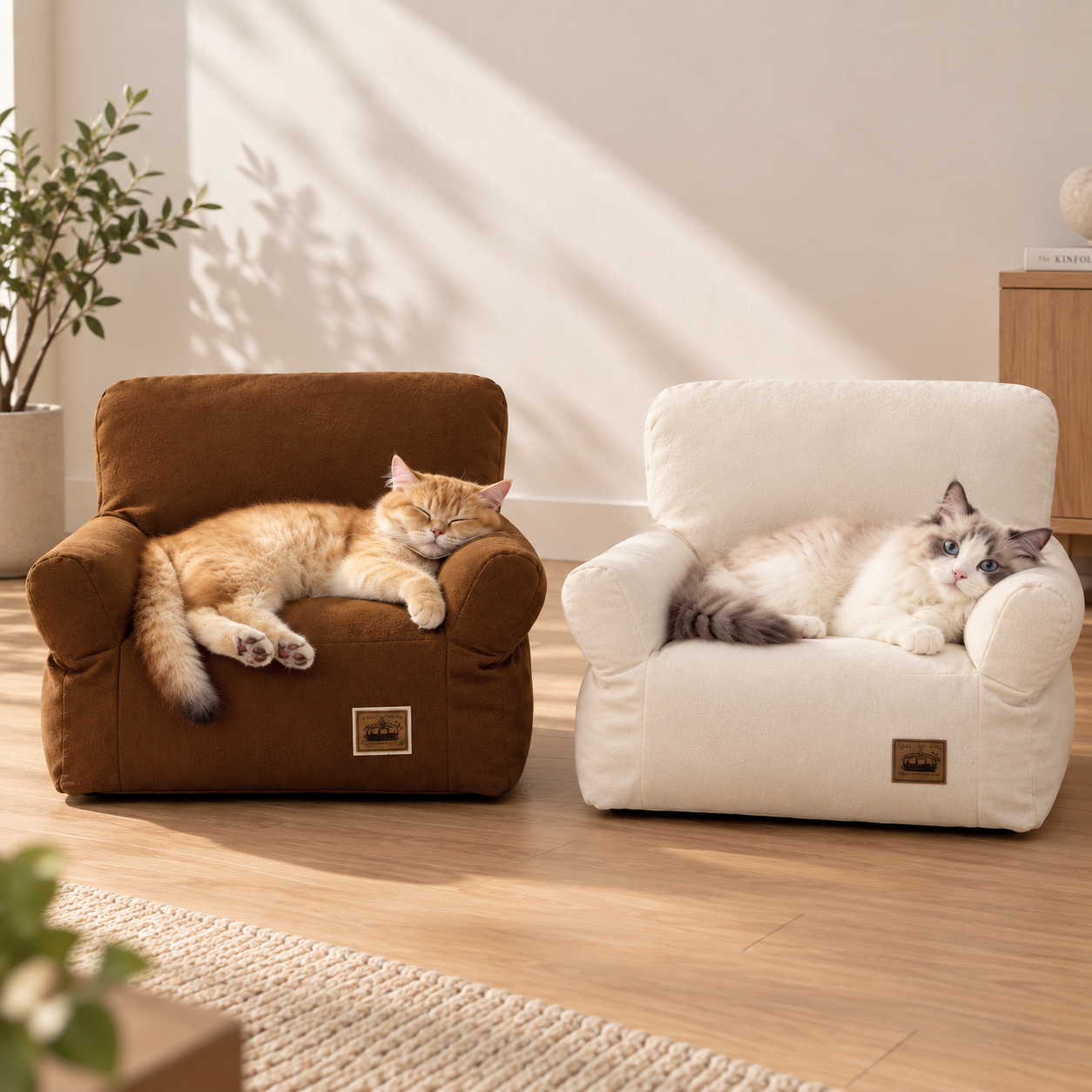 メイン画像:3枚目:高級ソファ型猫ベッド 猫用アームチェア