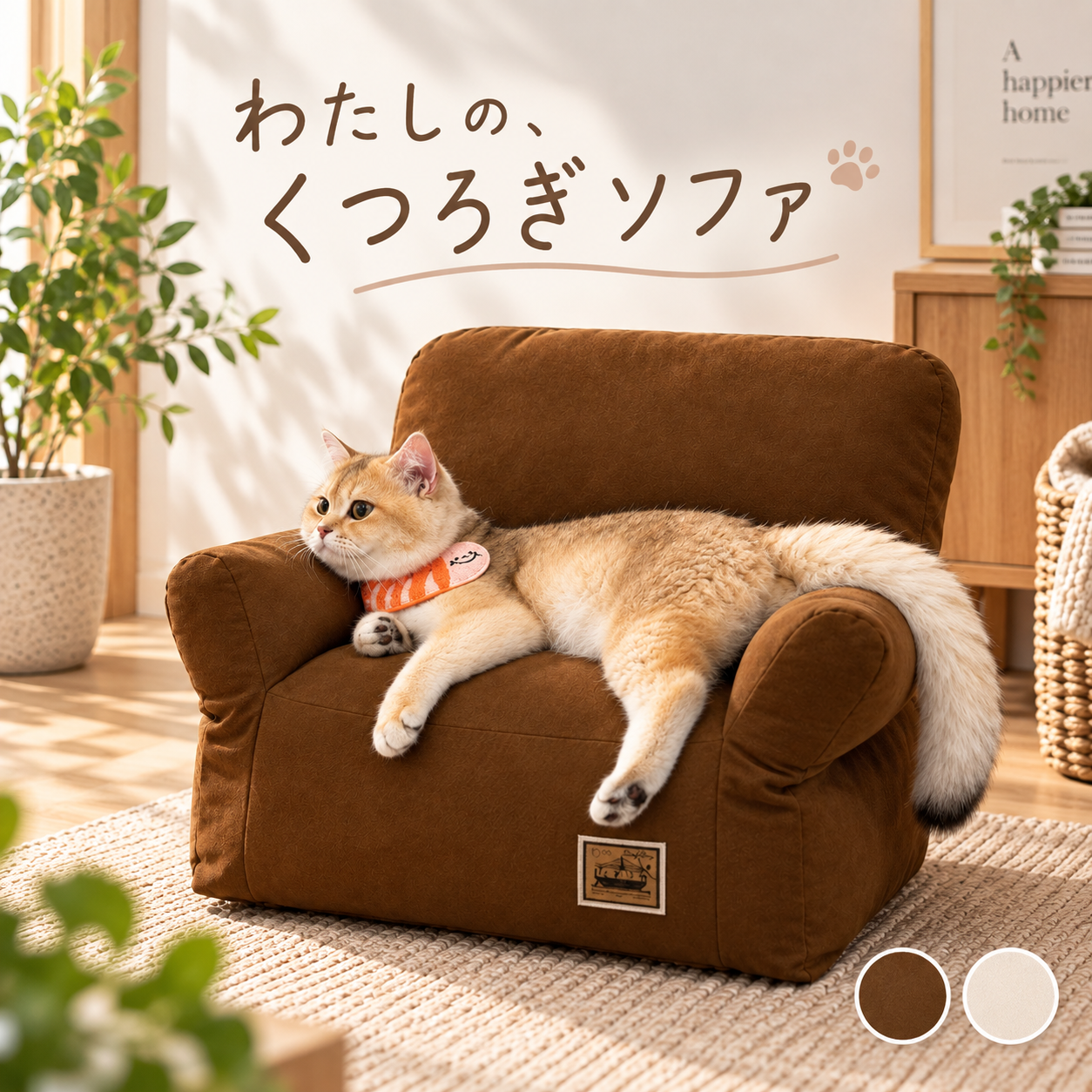 メイン画像:0枚目:高級ソファ型猫ベッド 猫用アームチェア