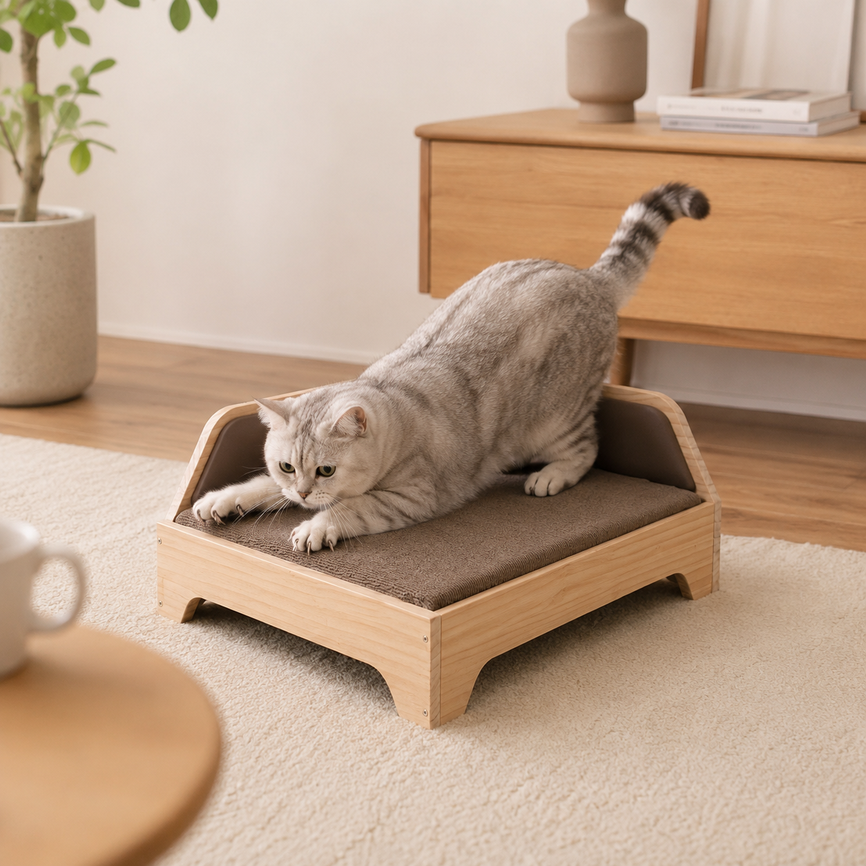 猫用 爪とぎ ベッド 木製 安定感 天然木製猫用爪研ぎ付きベッド型ソファー | 猫の爪研ぎ専門通販サイト