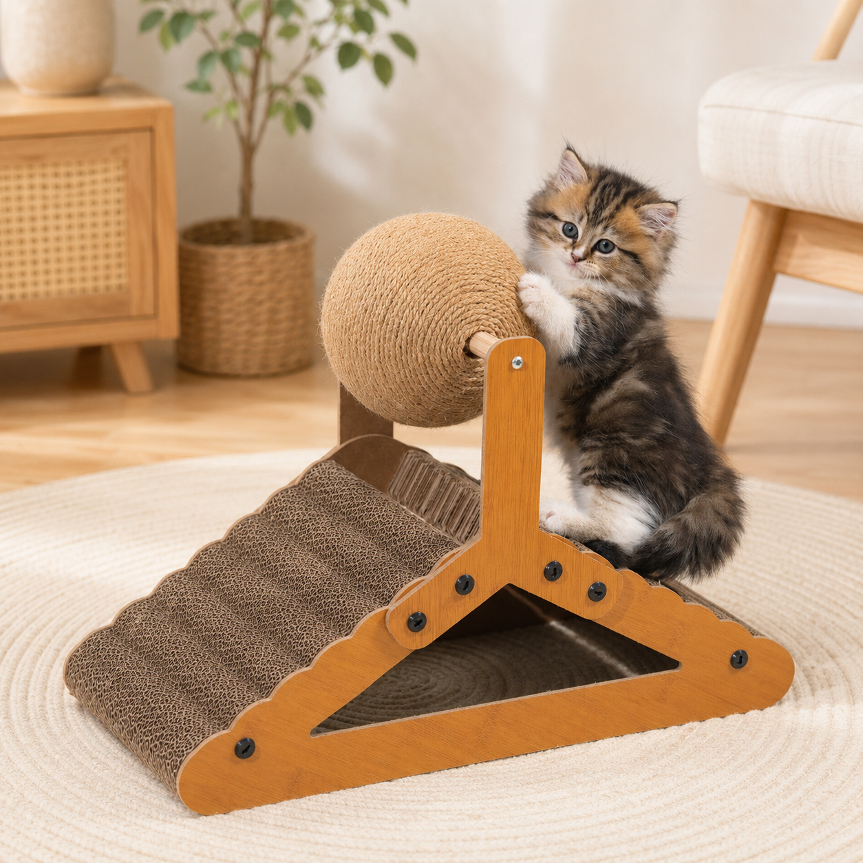 麻縄ボール付き 三角猫爪とぎ | 猫の爪研ぎ専門通販サイトNekoTogi