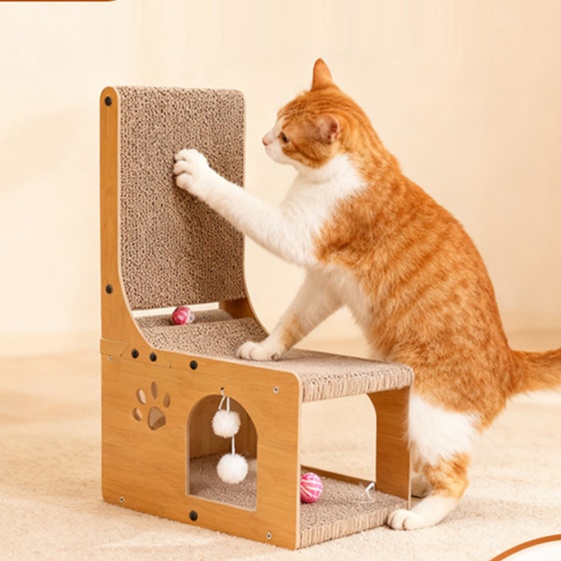 メイン画像:0枚目:猫の爪研ぎ 多機能椅子型猫爪とぎベッド