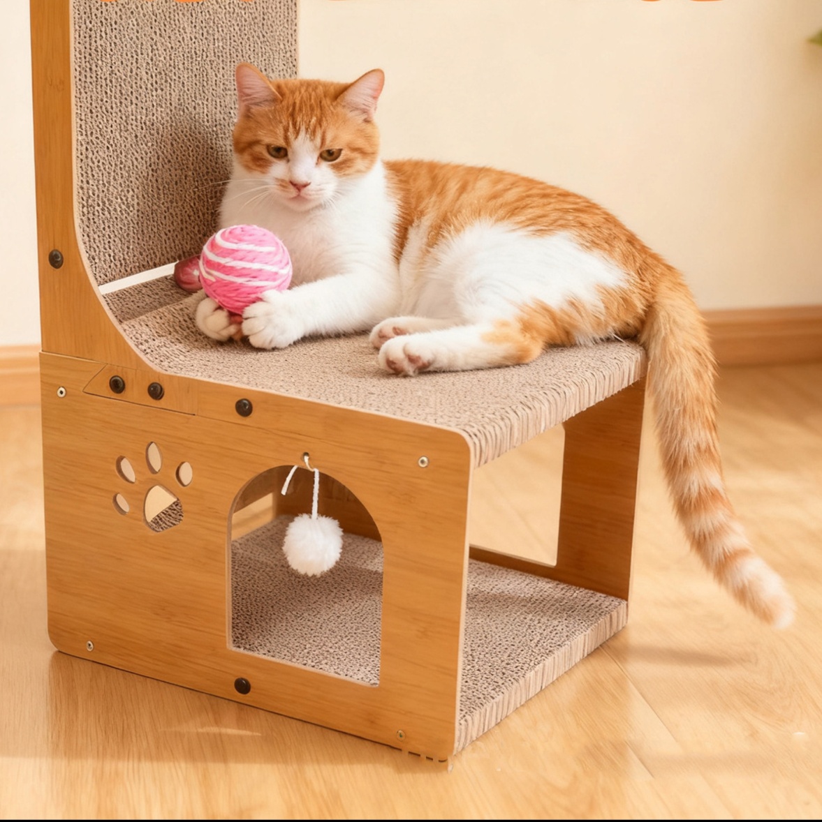 メイン画像:3枚目:猫の爪研ぎ 多機能椅子型猫爪とぎベッド