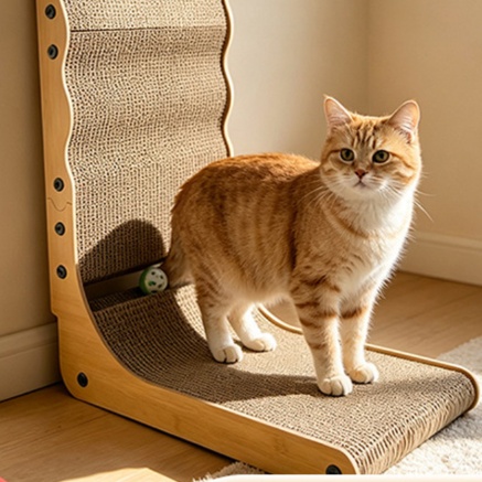 メイン画像:0枚目:猫の爪研ぎ 立体波型猫爪とぎボード 壁掛け式