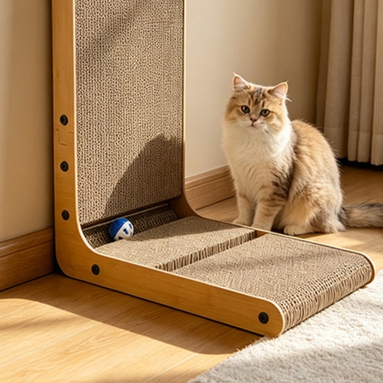 メイン画像:1枚目:猫の爪研ぎ 立体波型猫爪とぎボード 壁掛け式