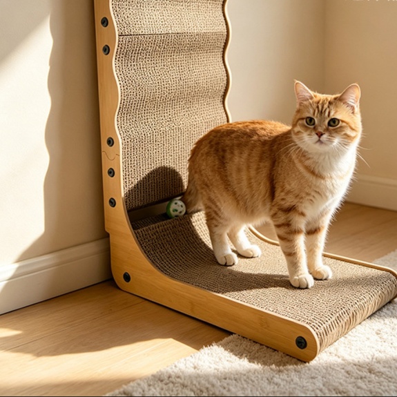 メイン画像:4枚目:猫の爪研ぎ 立体波型猫爪とぎボード 壁掛け式