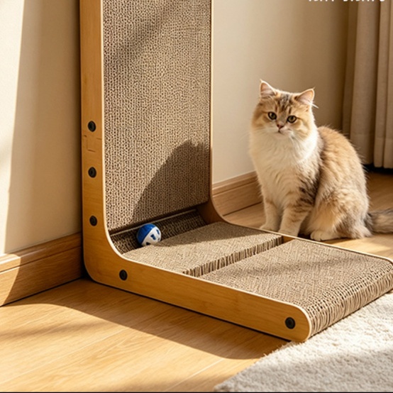 メイン画像:5枚目:猫の爪研ぎ 立体波型猫爪とぎボード 壁掛け式