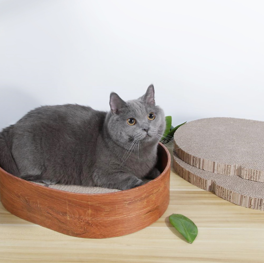 メイン画像:1枚目:猫の爪研ぎ 三層構造替え芯付き猫の爪とぎベッド