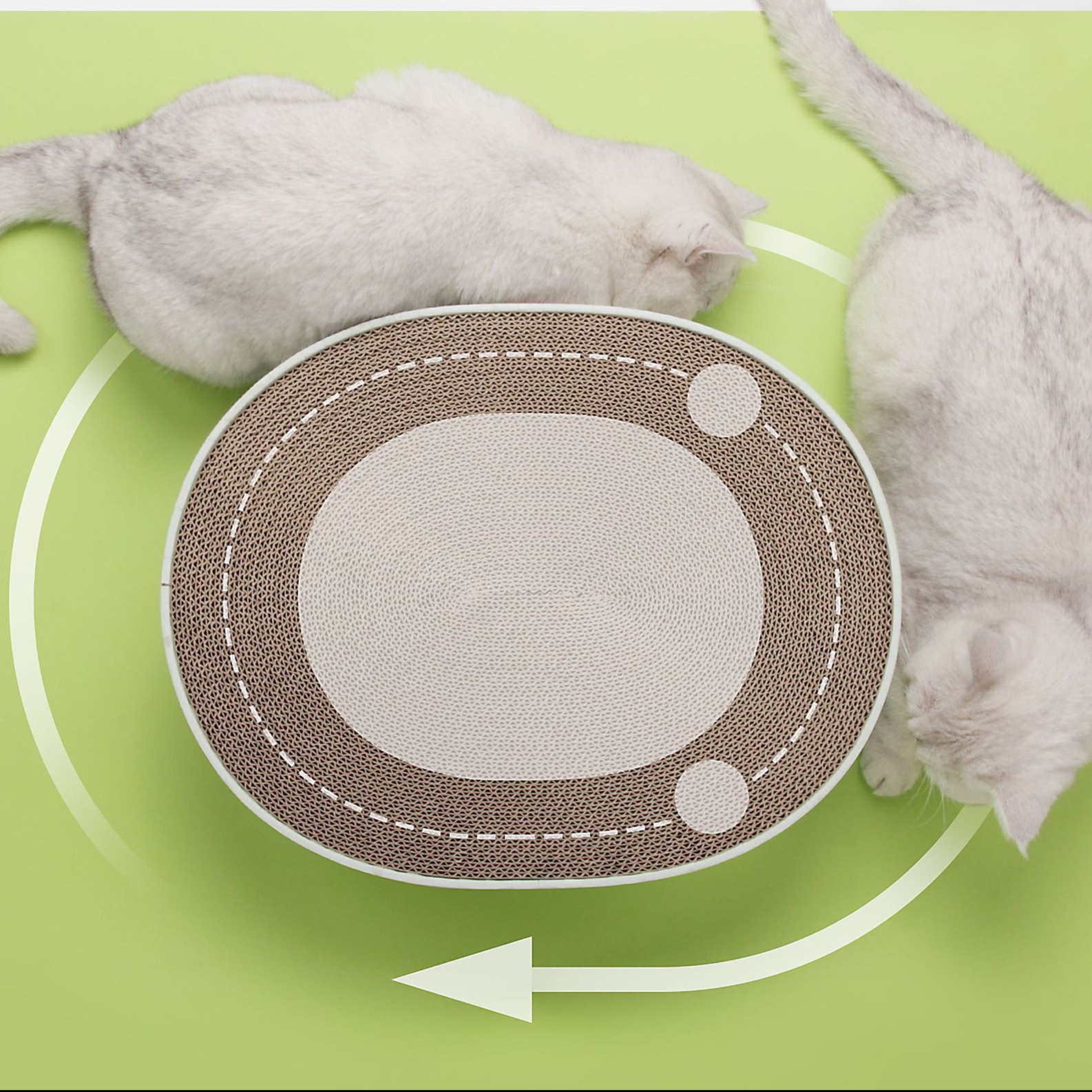 メイン画像:3枚目:猫の爪研ぎ 鈴入り猫用爪研ぎベッド 直径43センチ丸型