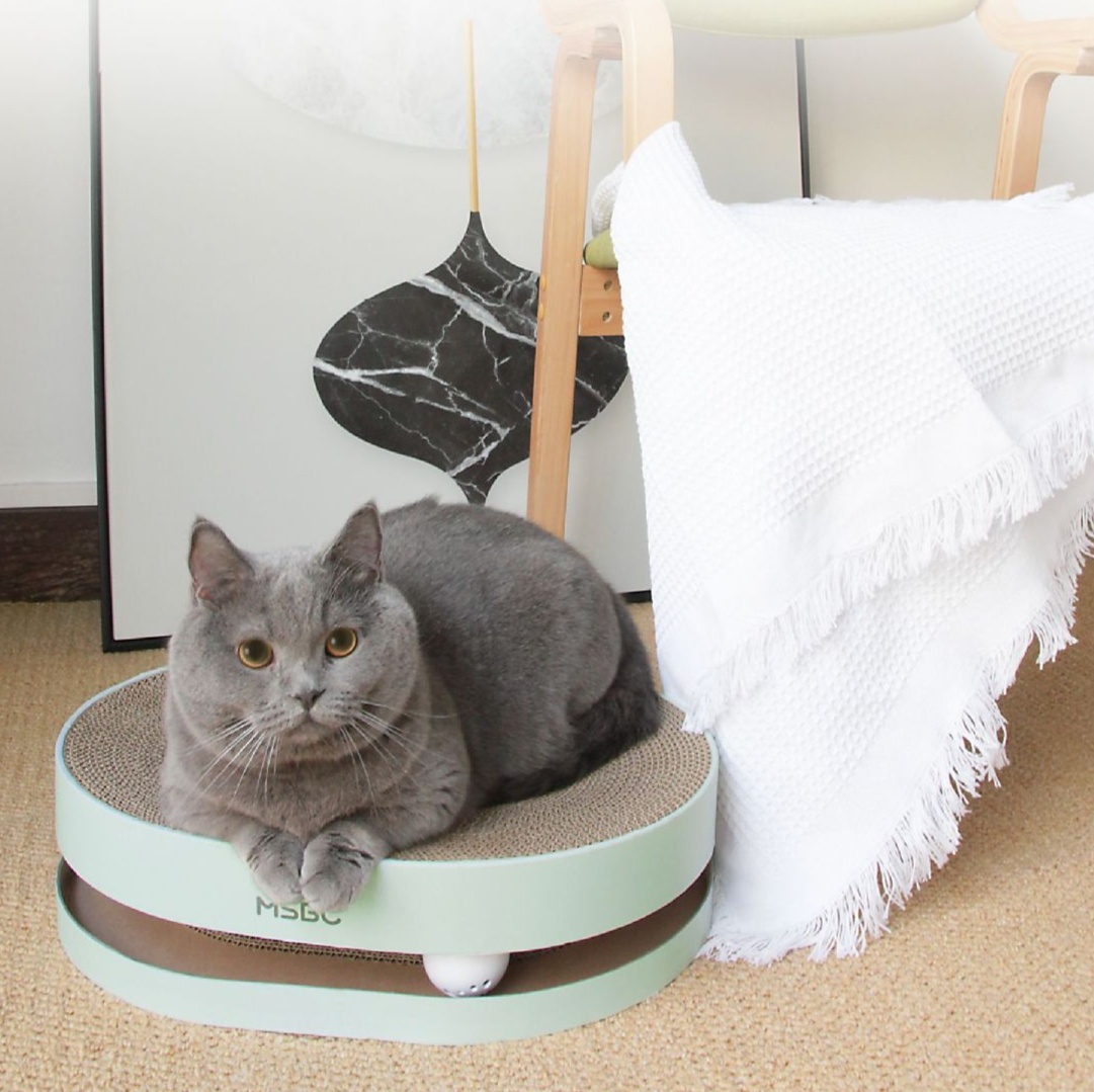 メイン画像:0枚目:猫の爪研ぎ 鈴入り猫用爪研ぎベッド 直径43センチ丸型