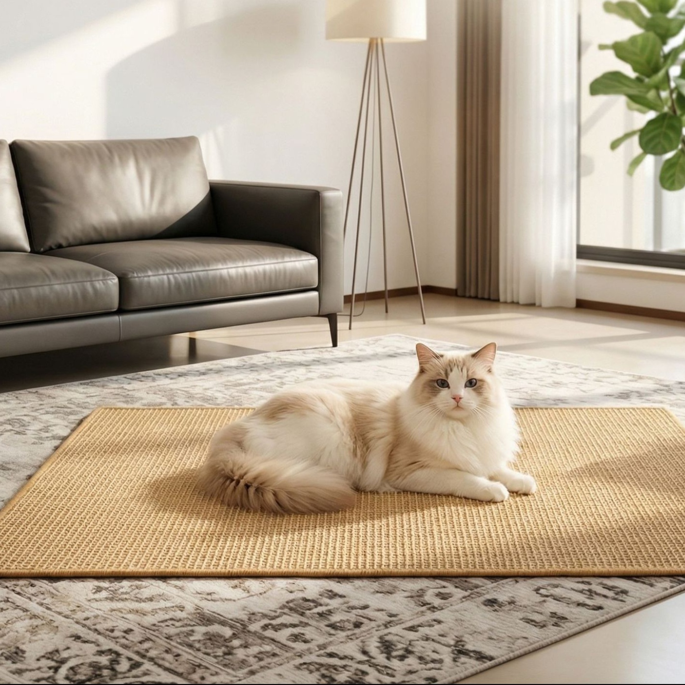 メイン画像:1枚目:猫の爪研ぎ 天然剣麻製猫爪研ぎマット壁掛け型