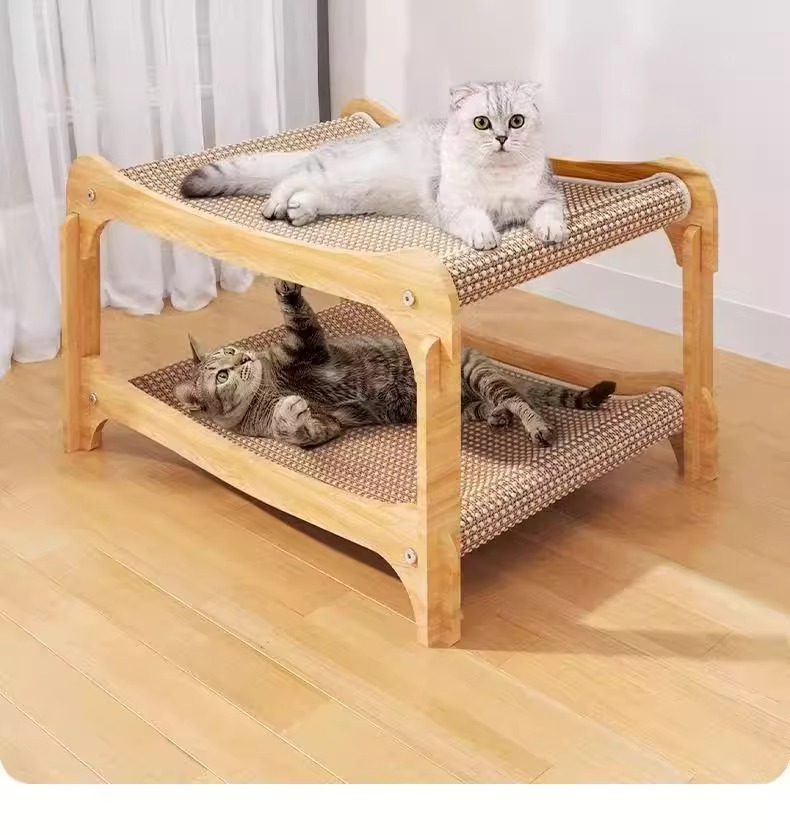 メイン画像:0枚目:猫の爪研ぎ 二段式木製猫の爪とぎベッド大型