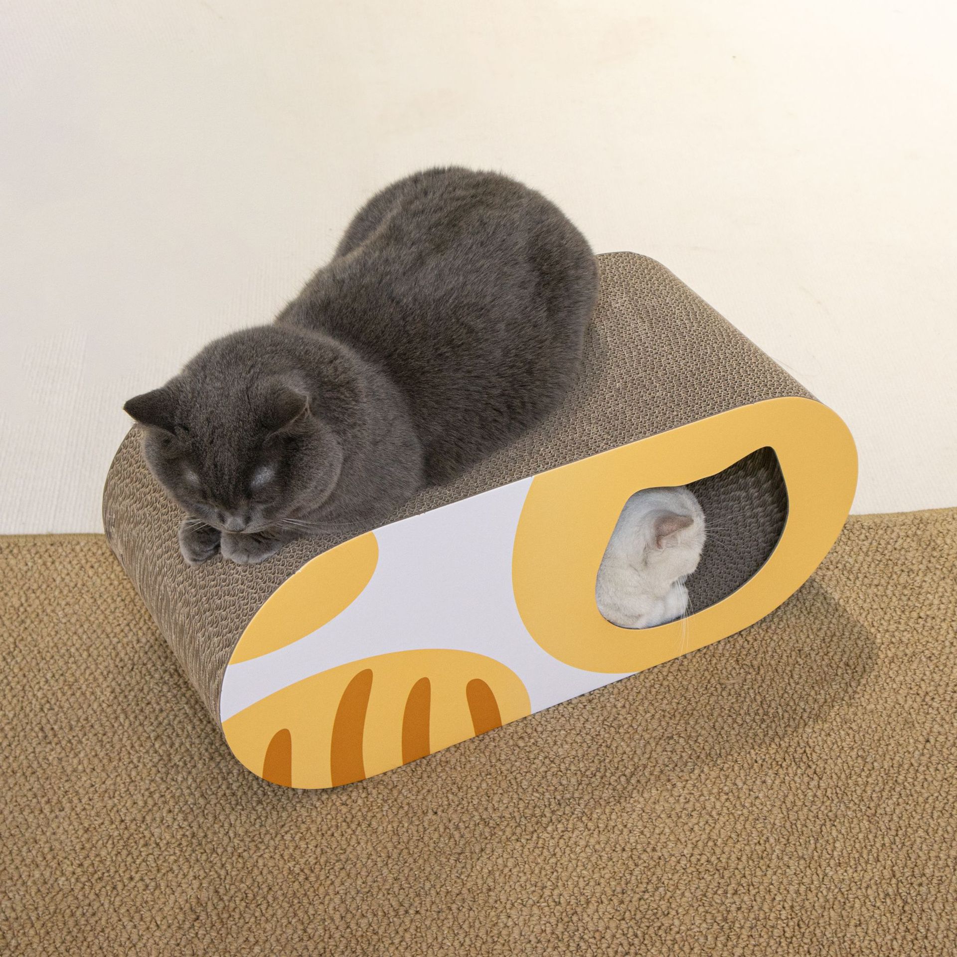 メイン画像:1枚目:猫の爪研ぎ ベッド型 波型曲線デザイン