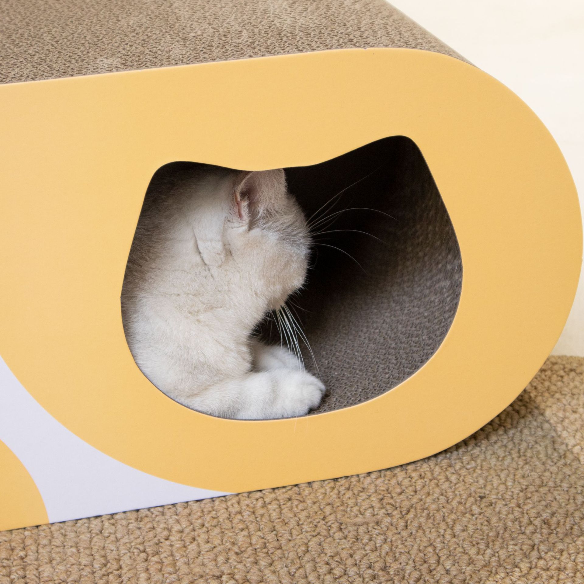 メイン画像:3枚目:猫の爪研ぎ ベッド型 波型曲線デザイン