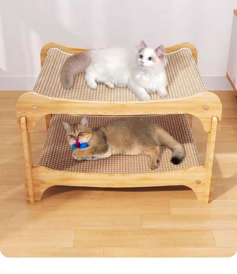メイン画像:1枚目:猫の爪研ぎ 二段式木製猫の爪とぎベッド大型
