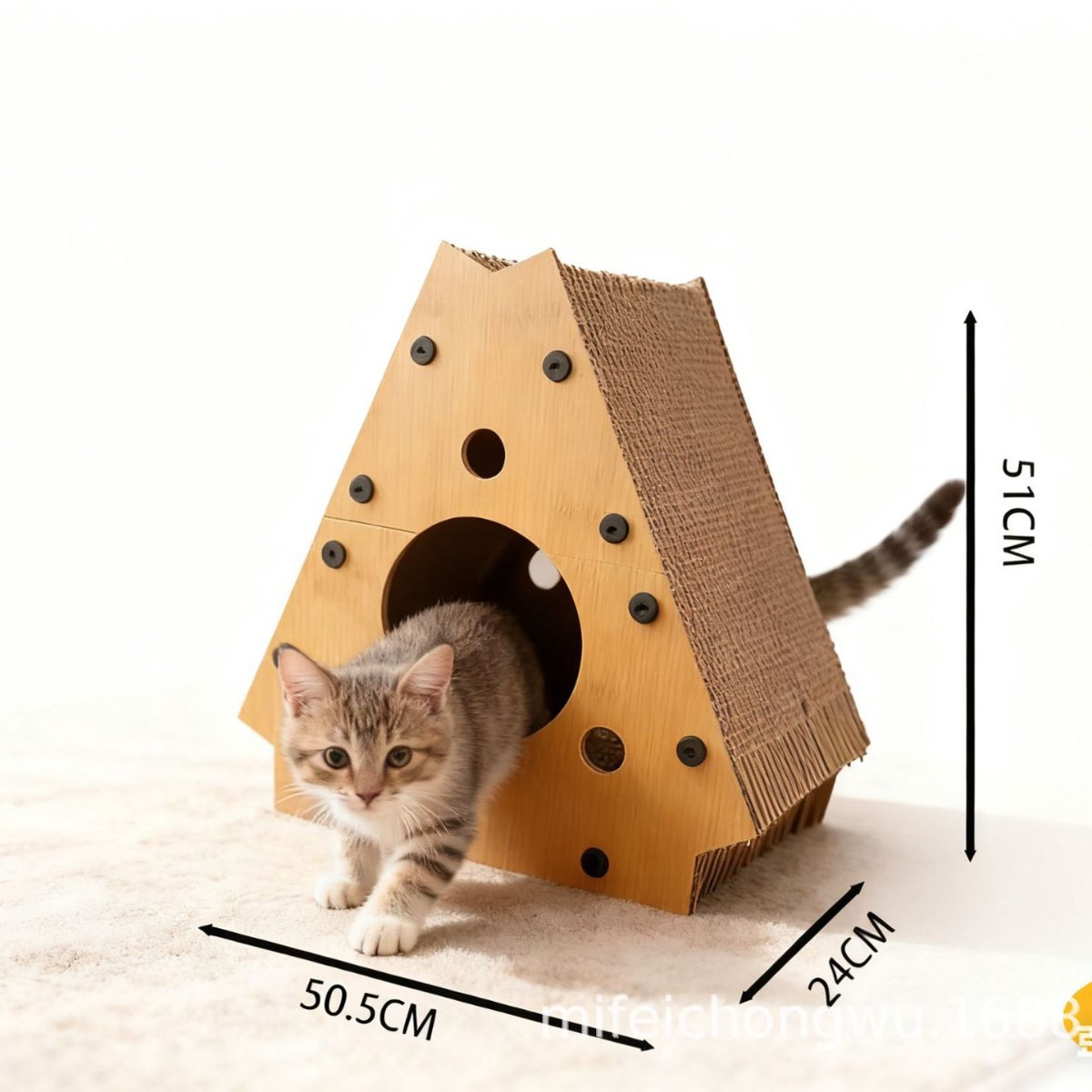 メイン画像:1枚目:三角テント型猫の爪研ぎハウス