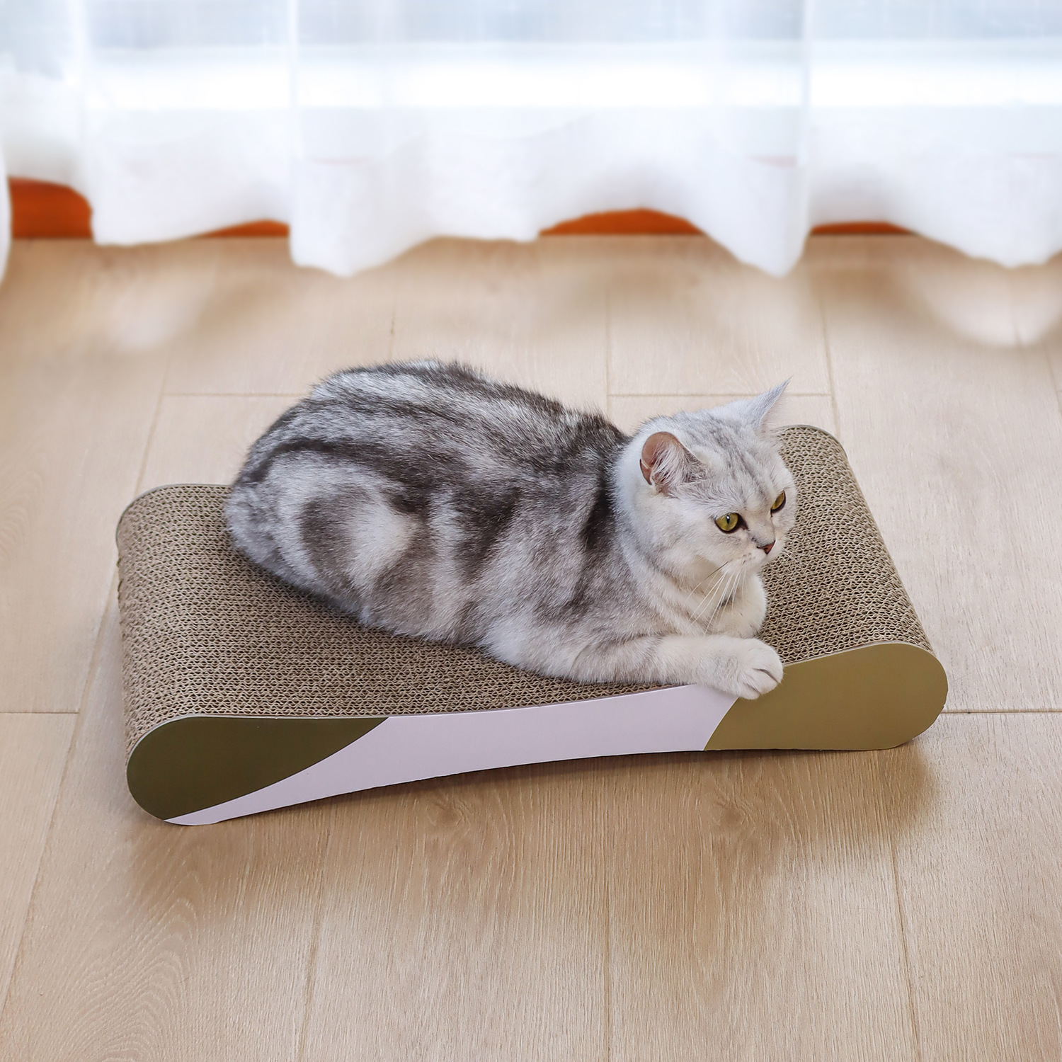 メイン画像:7枚目:猫の爪研ぎ 八の字型猫用爪研ぎ兼ベッド