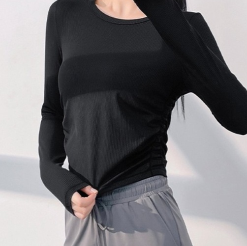 ピラティスウェア なめらかリブ編み フィット長袖