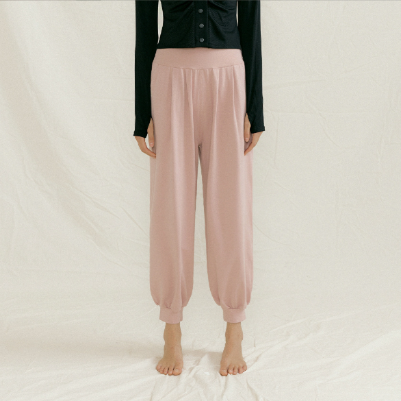 ピラティスウェア 裾ゴムリラックスハイウエストテーパードパンツ