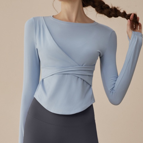 ピラティスウェア クロスデザイン長袖ピラティストップス