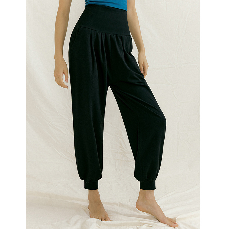 ピラティスウェア 裾ゴムリラックスハイウエストテーパードパンツ