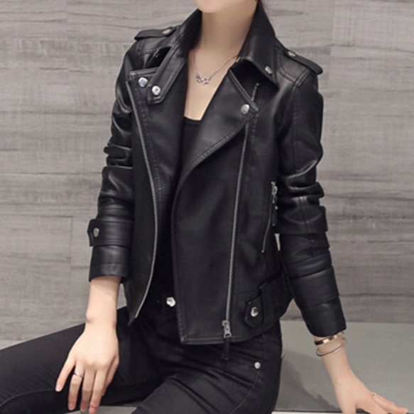 レザージャケット/アウター ライダース風クラシックショートジャケット