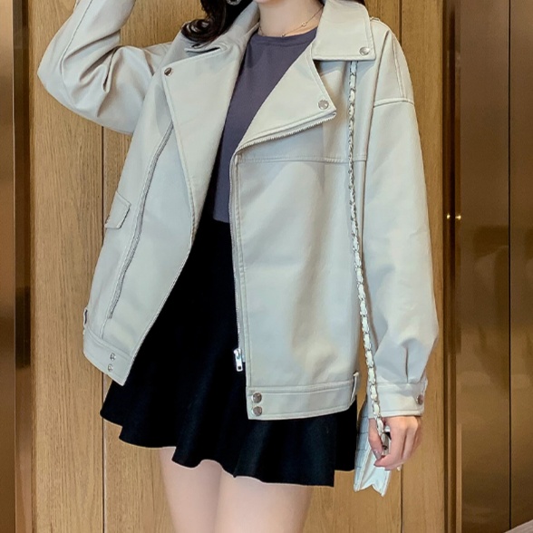 レザーファッション ゆったりシルエット ライダースジャケット