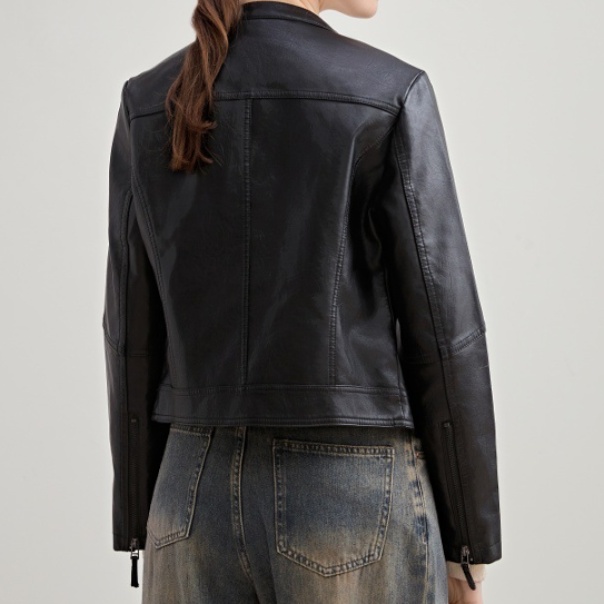 レザーファッション シンプル スタイル ノーカラー ライダース