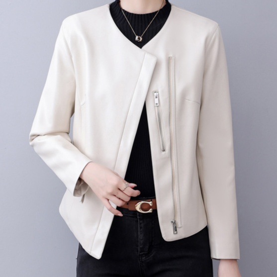 レザージャケット/アウター 上質なコラーレスレザージャケット