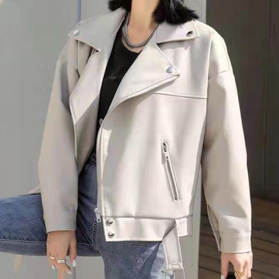 レザージャケット/アウター 上品シルエット オーバーサイズライダース