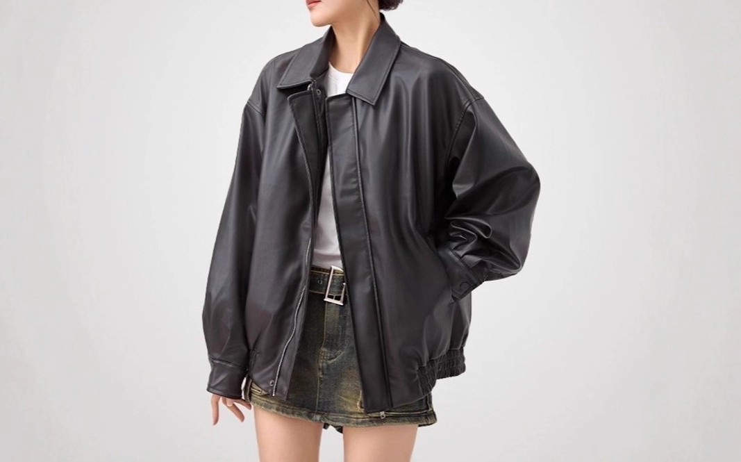 レザーファッション ゆったりシルエット本革ジャケット