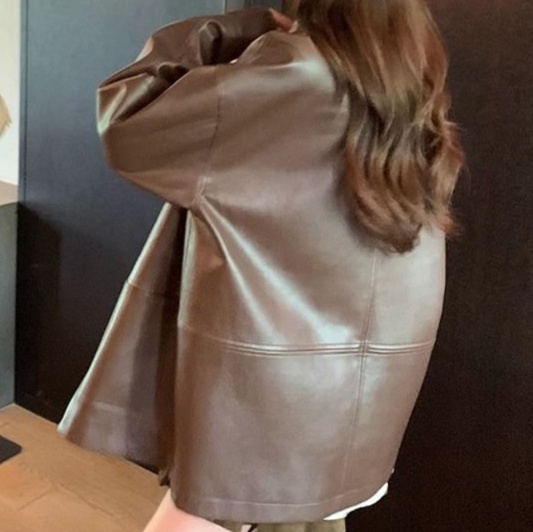 レザーファッション ゆったりシルエット本革ジャケット