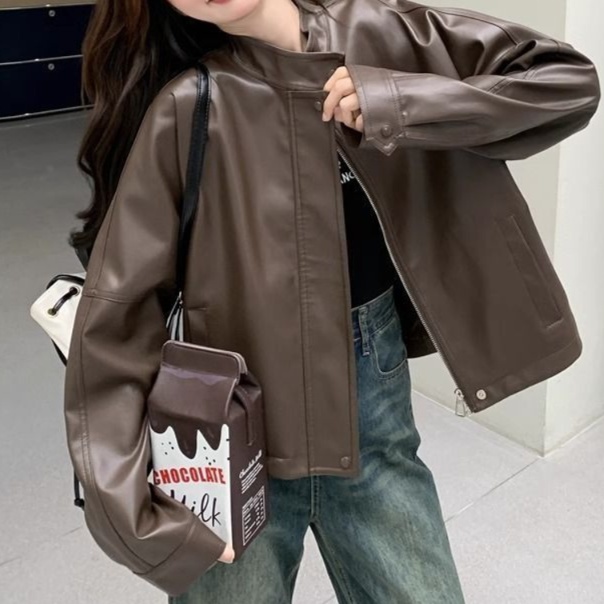 レザーファッション ゆったりシルエット革ジャケット