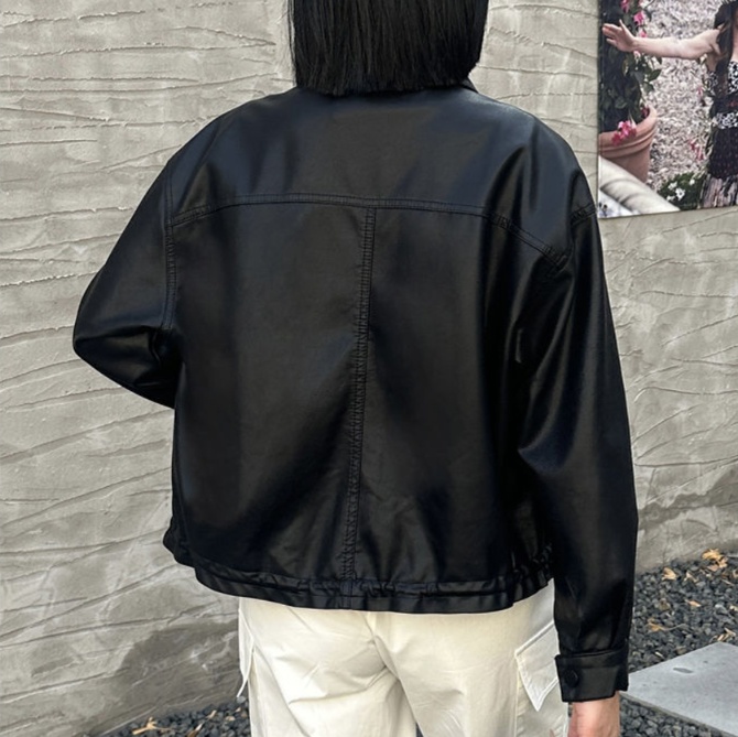 レザーファッション ポケットデザイン オーバーサイズ本革ジャケット