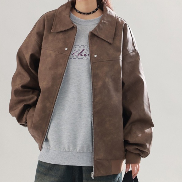 レザーファッション オーバーサイズ レザー ブルゾン