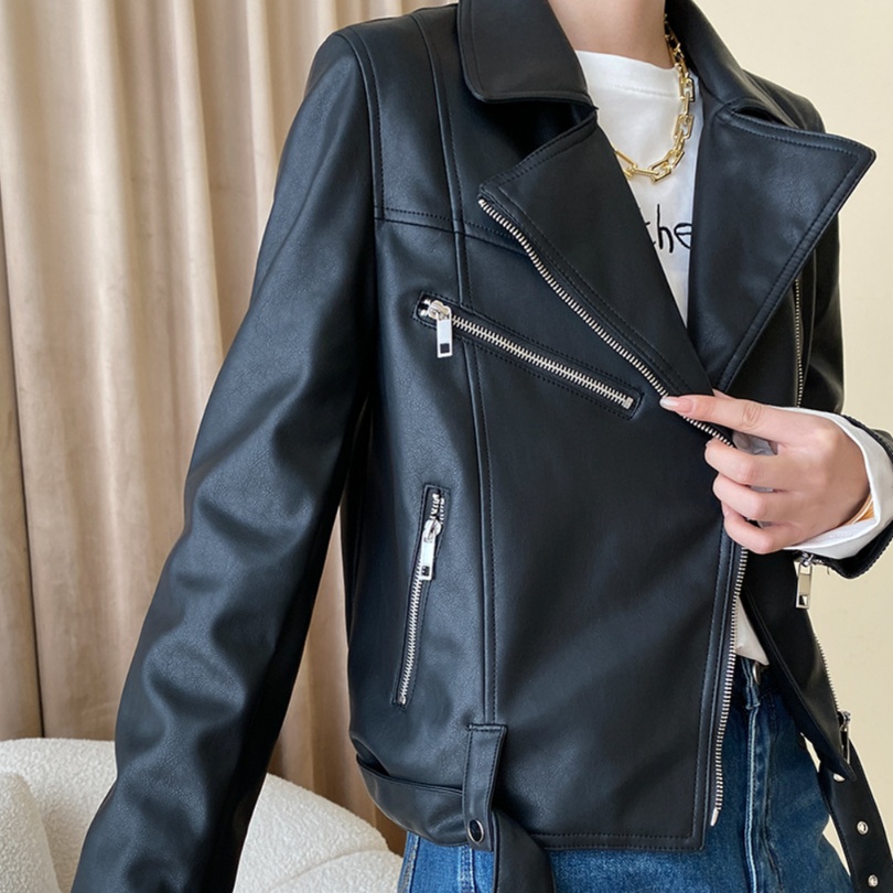 レザーファッション 上質感シンプルライダースジャケット