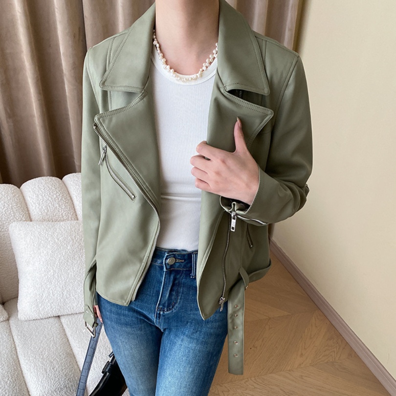 レザーファッション 上質感シンプルライダースジャケット