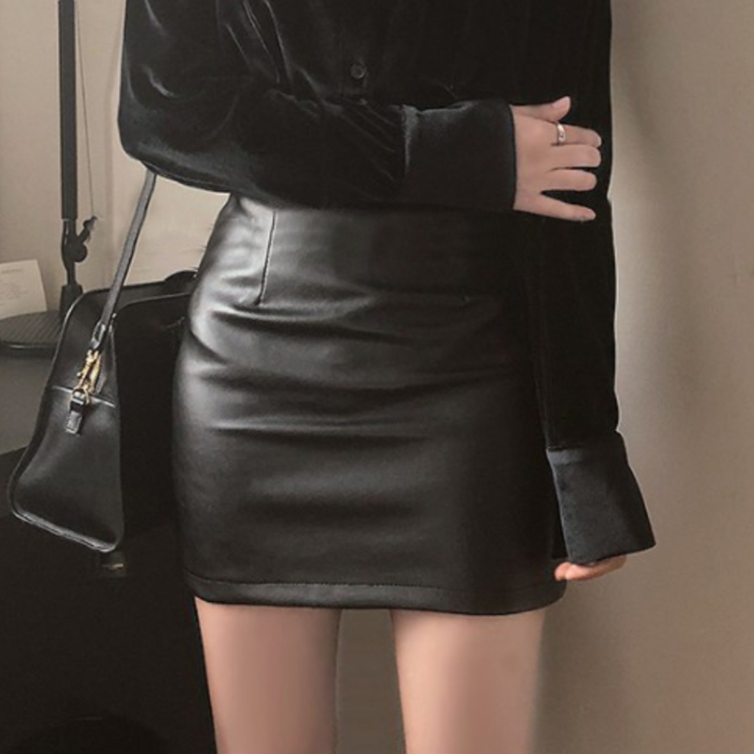 レザーファッション 上質フィット レザー ミニスカート