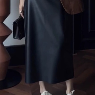 レザーファッション 上質艶やか ハイウエスト ロングスカート