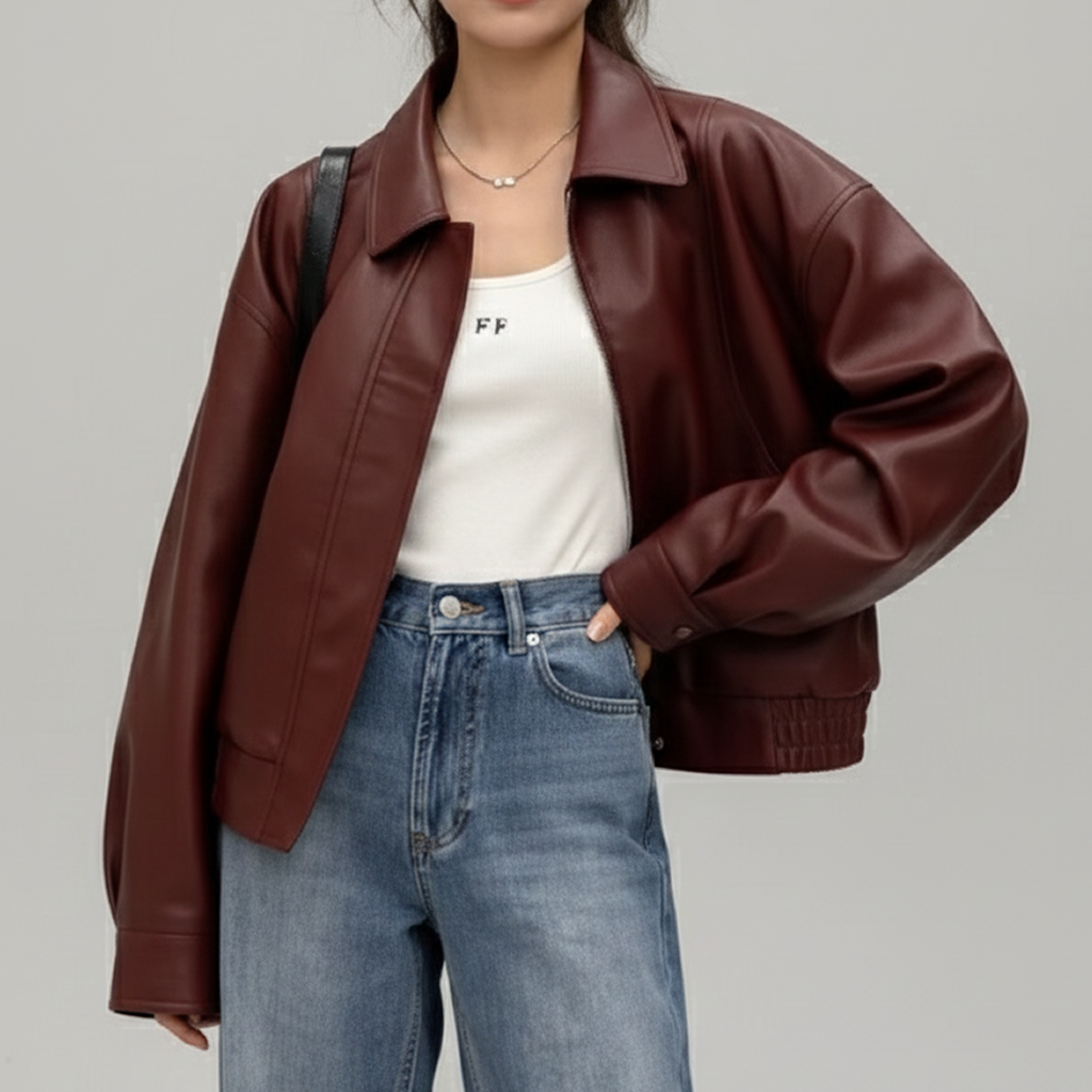 レザージャケット/アウター オーバーサイズ本革ジャケット