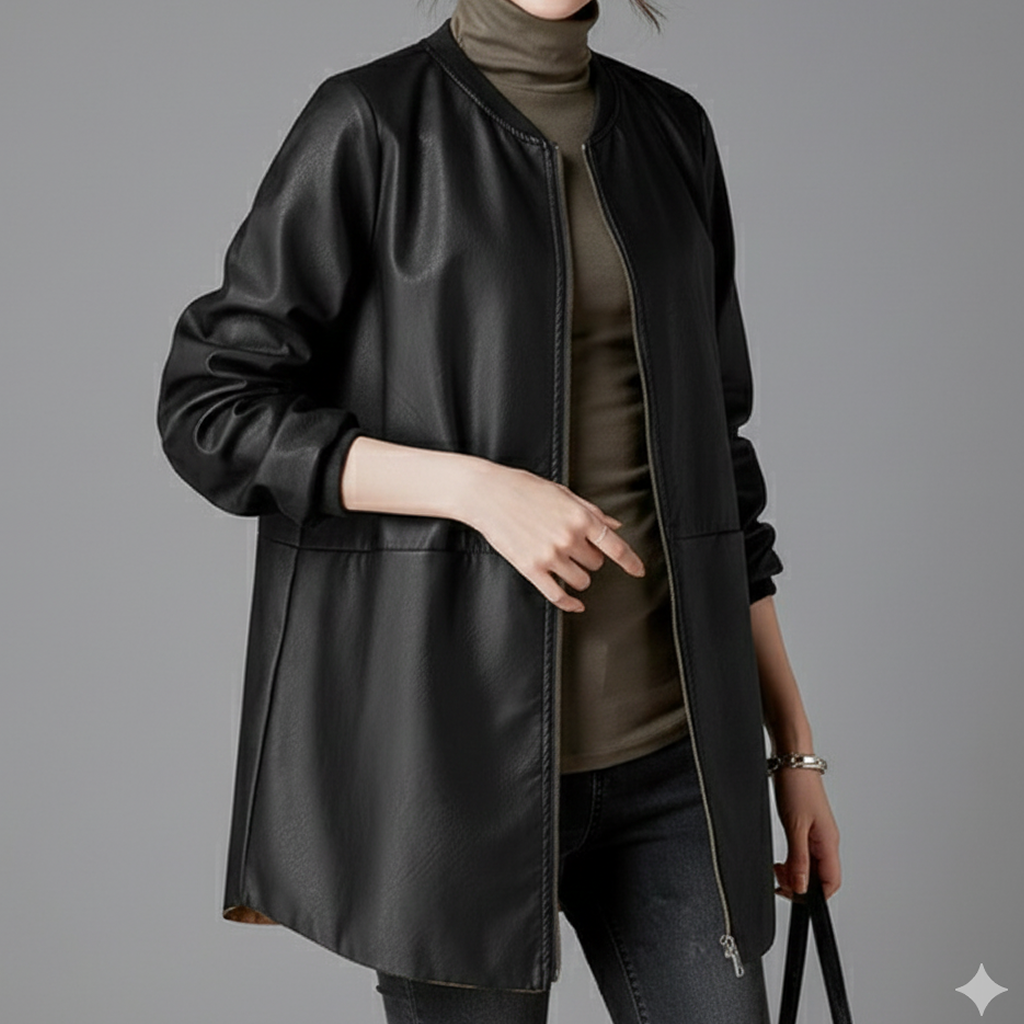 レザージャケット/アウター シンプル長袖ライダースジャケット