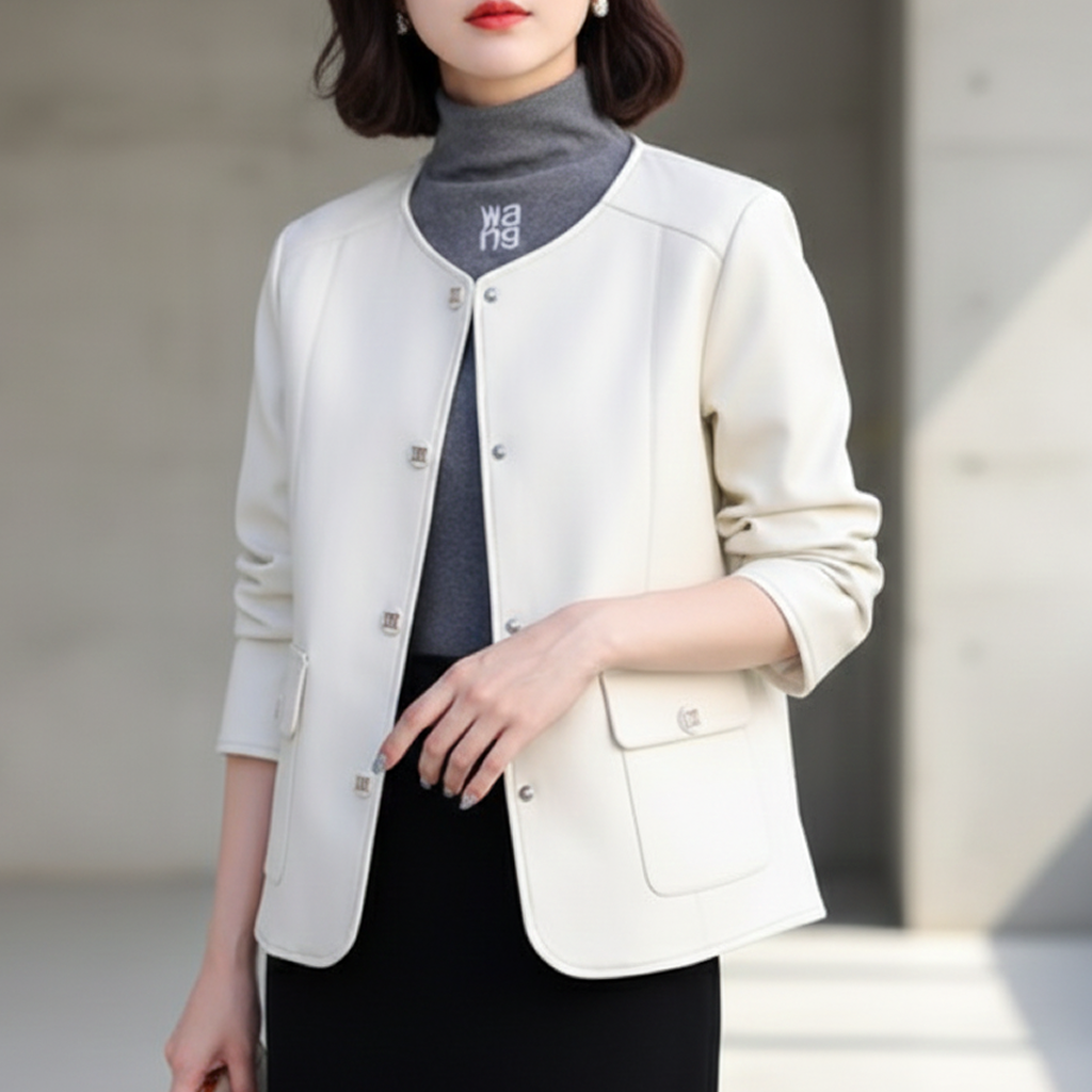 レザージャケット/アウター 上質ノーカラー レザージャケット