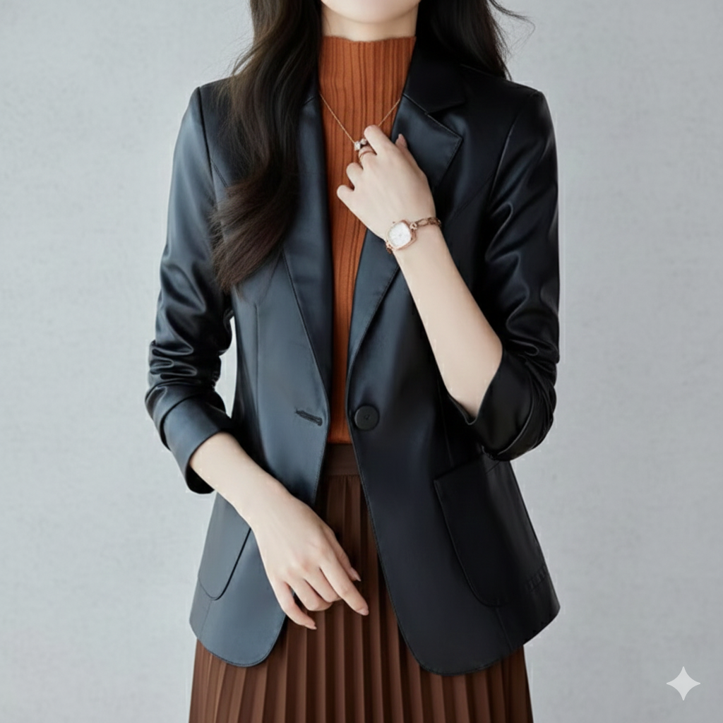 レザージャケット/アウター 上質レザー調フォーマルジャケット