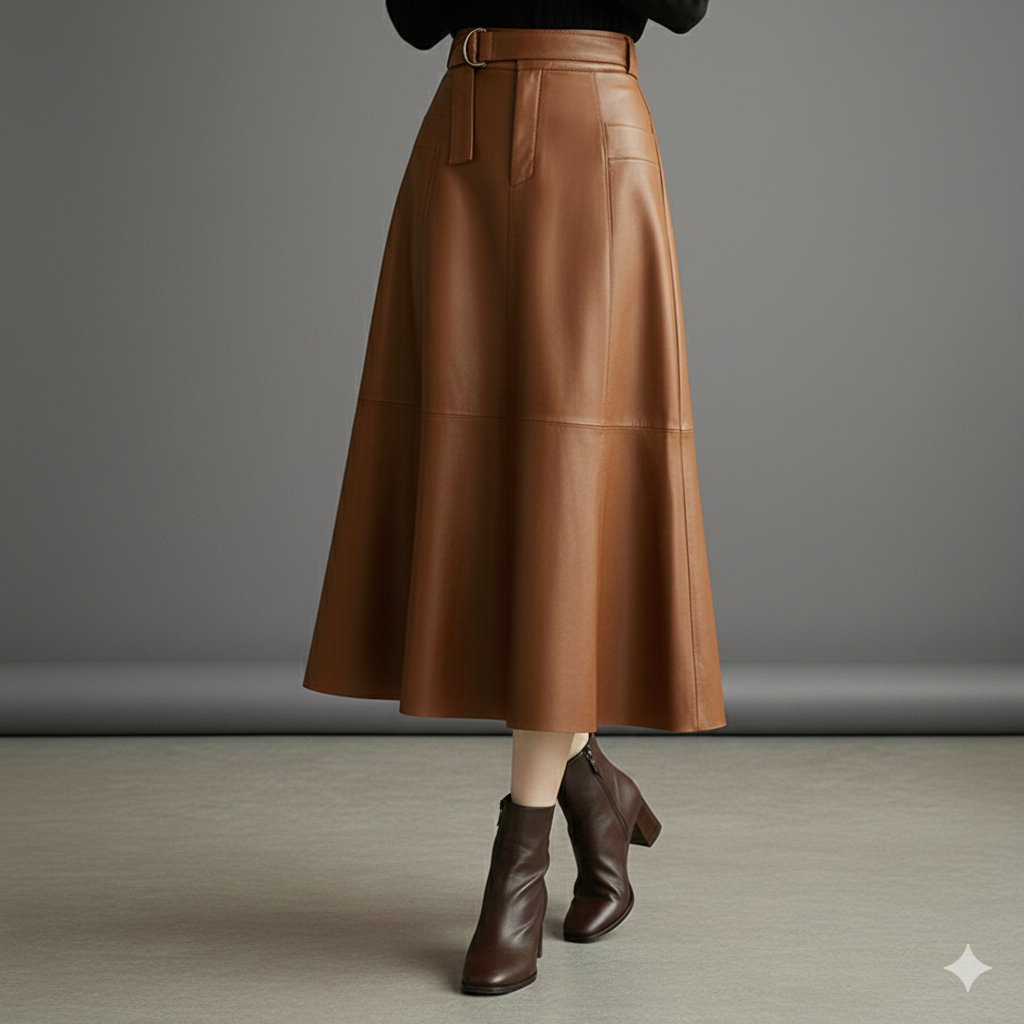 レザースカート 上質な革素材が輝く ロングスカート