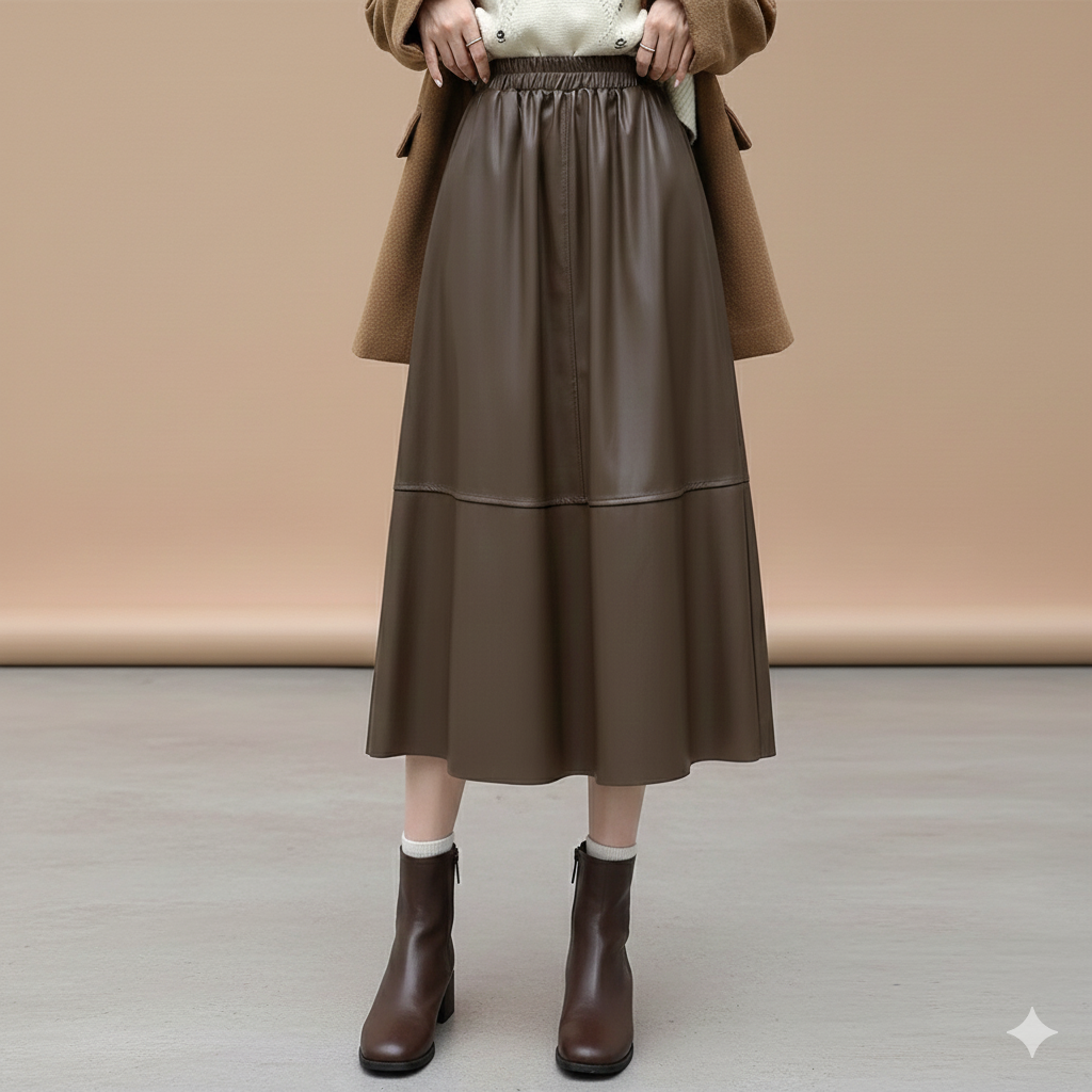 レザースカート ゆったりシルエット レザー ロングスカート
