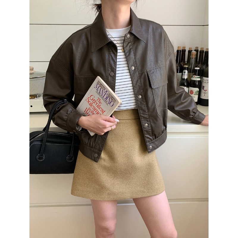 レザージャケット/アウター ワークテイスト オーバーサイズジャケット