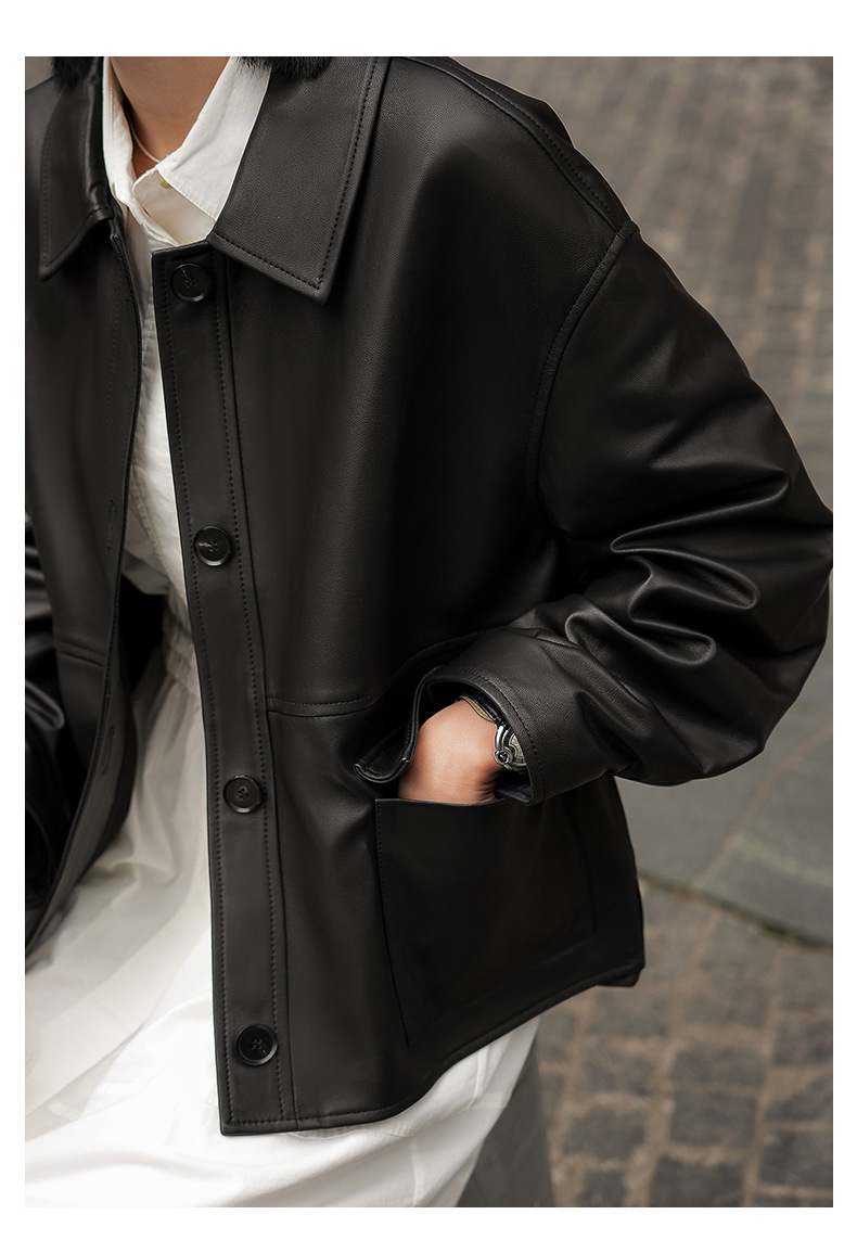 レザーファッション 上質な光沢感のある柔らか本革ジャケット