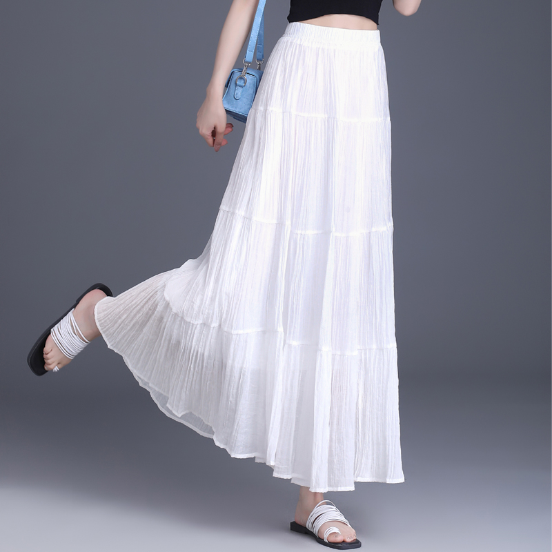 ロングスカート ふんわり軽やかな大人の五段ティアードスカート